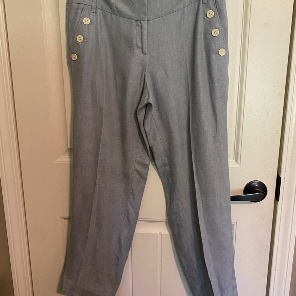Light blue Straight Leg Pants Lightweight Cotton Casual